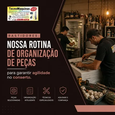 Post da Tecno Máquinas sobre a organização de peças na oficina